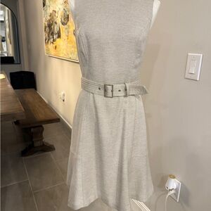 White House Black Market Gray A-Line Midi Dress
